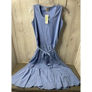 Collection Eighteen Sleeveless Light Blue Maxi Dress Tie Waist & Ruffled Hem